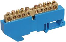 Шина неизолированная IEK N "ноль" ШНИ-6х9-10-Д-С 10 групп синий картинка 